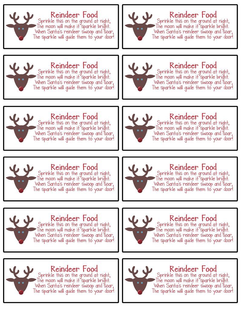 free printable reindeer food label